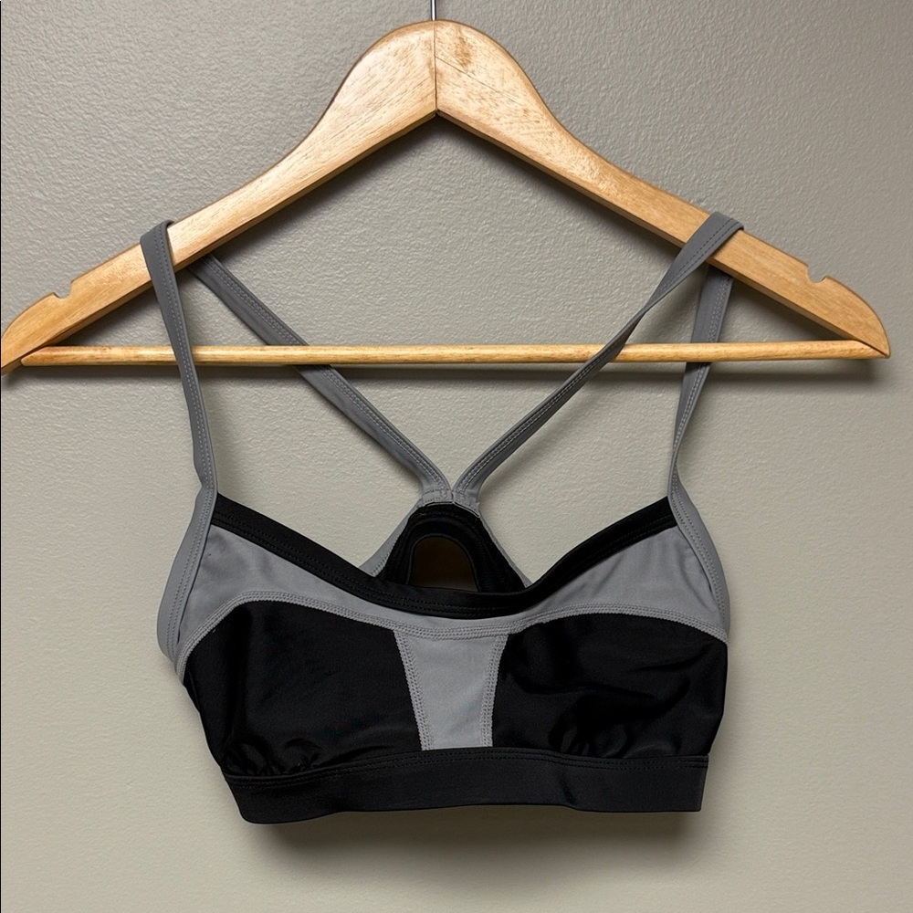 Athleta Black Gray Strappy Swim/Sport Top Size XS